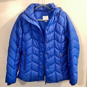 SOLD- Royal Blue St. John’s Bay Puffer Jacket with Removable Hood